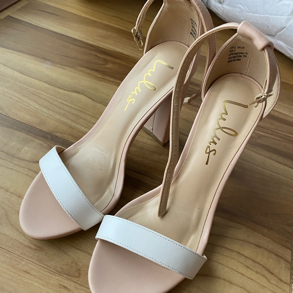 Lulus Tan and White Heels